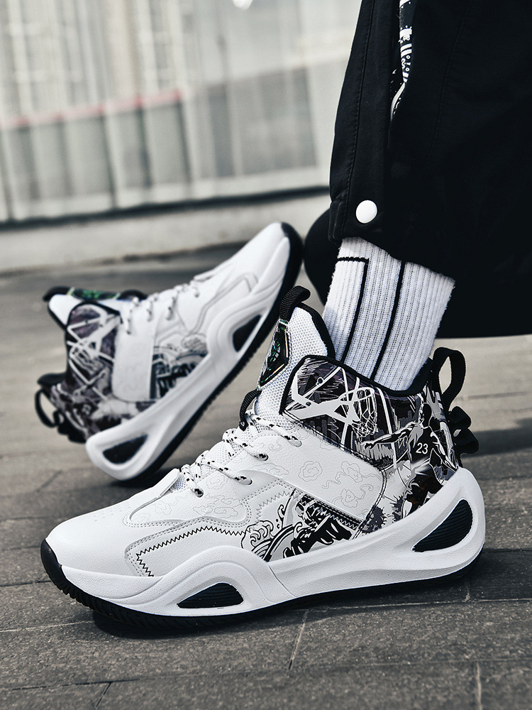 Otoño y invierno nuevo tipo de zapatos de baloncesto de pato pato de cuero hombre respirado zapatos de entrenamiento antideslizantes zapatos de entrenamiento de estudiantes zapatos de mujer