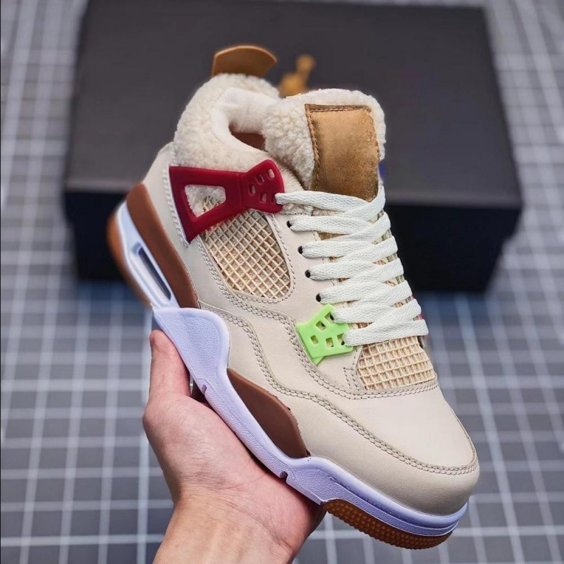 莆田工場 aj4 ピュアオリジナルバスケットボールシューズダークグリーンジョー 4 パープルデニム滑り止め耐摩耗性男性と女性のカジュアルランニングシューズ|undefined