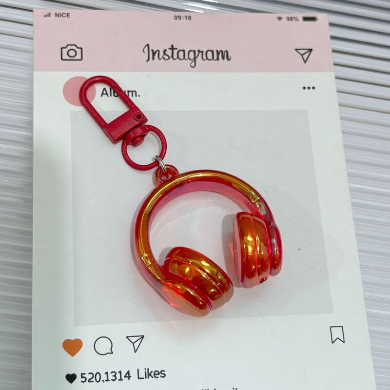 新しい ins 甘くてクールな立体ヘッドフォンキーホルダーカラフルなヘッドフォンペンダントクリエイティブスクールバッグペンダント親友ペンダント|undefined