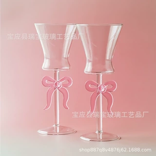 创意蝴蝶结结婚礼物玻璃红酒杯套装葡萄酒高脚杯