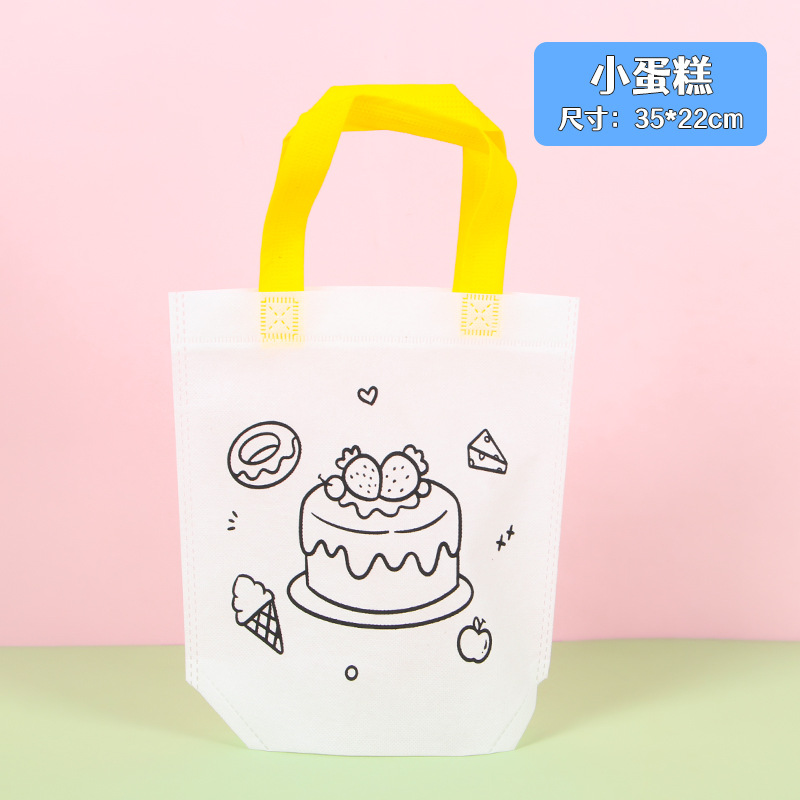 Bolso de graffiti de pintura de bricolaje hecho a mano para niños, regalo de estudiante personalizado, dibujo de tela no tejida de dibujos animados, bolso de tela portátil para colorear