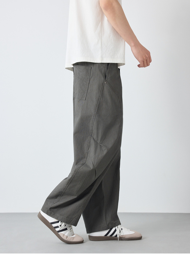 Quần dài nam phong cách Mỹ ống rộng cotton mềm mại — đen chi tiết 14
