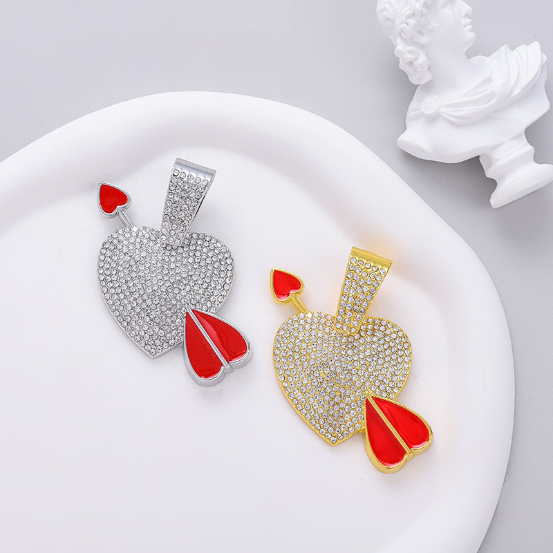 Joyería Simple Una Flecha Corazón Piercing Colgante Collar Decoración Aceite Amor Hip Hop Irregular Versátil Cadena Cubana_voghion.com