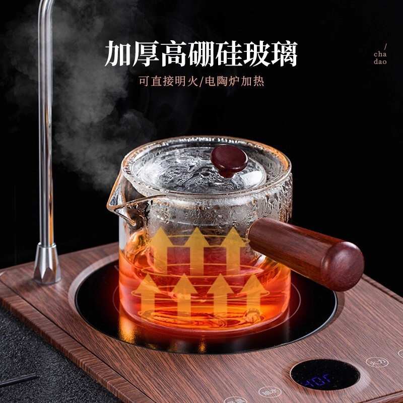 侧把茶壶高硼硅玻璃茶壶煮茶耐高温单壶直觉泡茶壶侧把烧水壶过滤|undefined