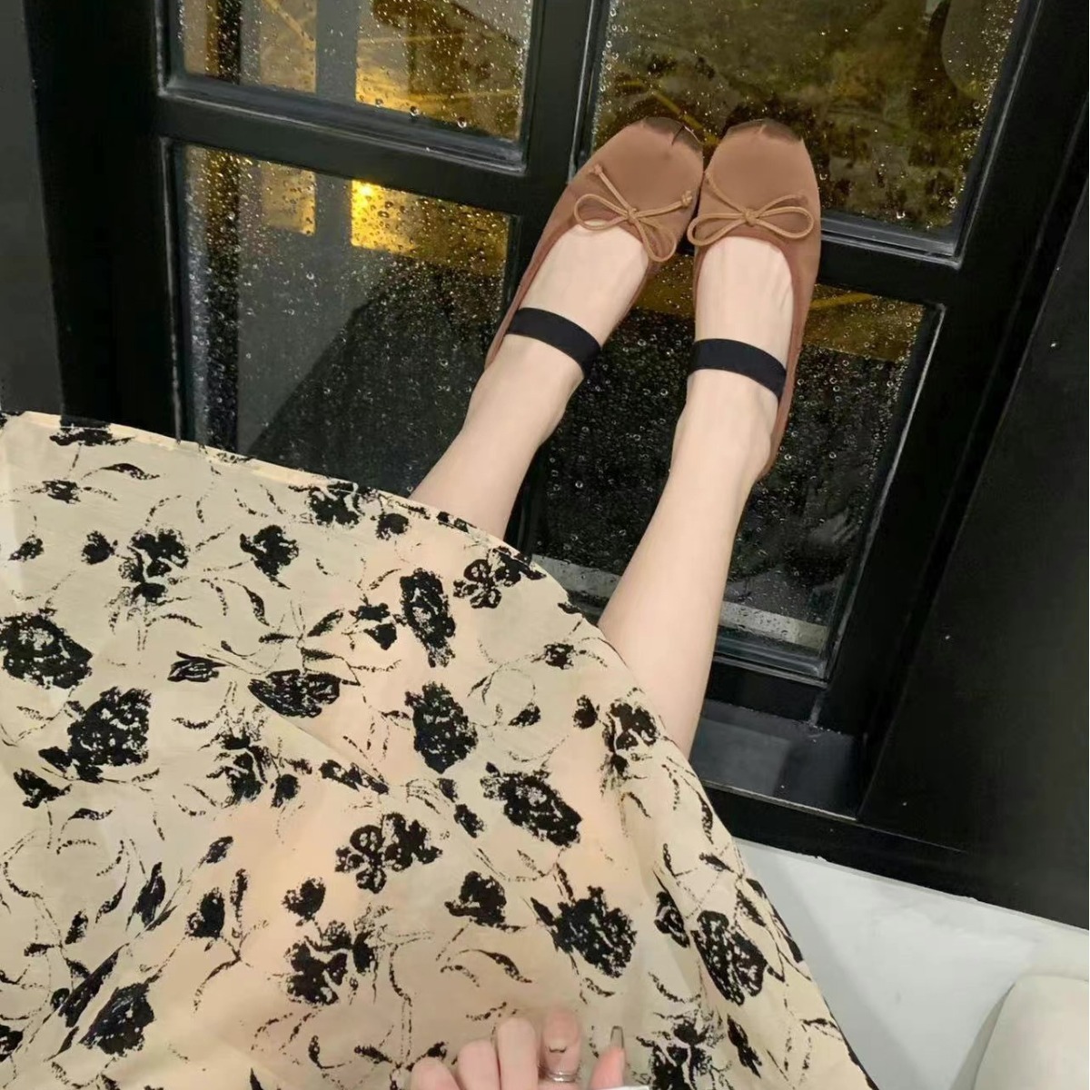 Versión de piel de oveja ~ la uva de la madre con los zapatos de soltero de mujer, zapatos de ballet de satena plana