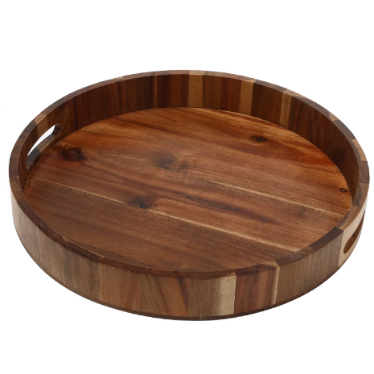 Bandeja de madera de Acacia china para el hogar Bandeja de bocadillos Bandeja de té Exquisita vajilla de té de la tarde Bandeja de taza de té de madera Bandeja de bocadillos