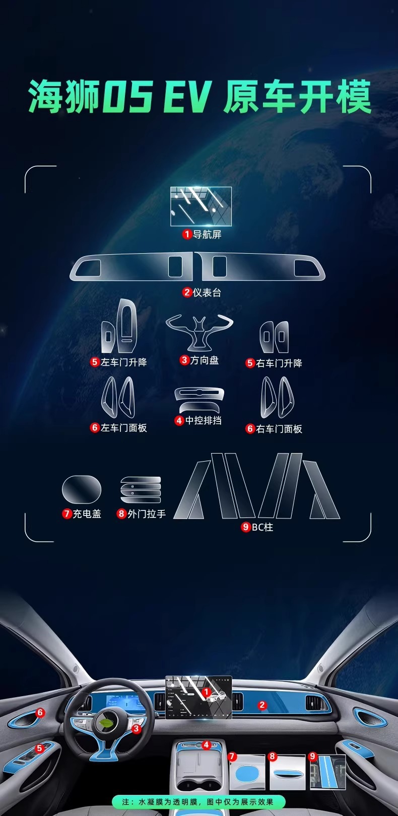 Byd Hiace 05Ev Interior Protective Film Central Control Screen Tempered Film Interior Decoration Supplies Modification Accessories