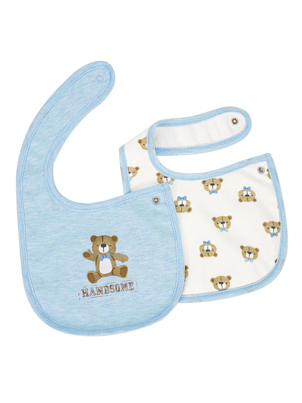 Sunnozy babero a presión en forma de U suave de algodón de doble capa babero lindo absorbente de agua bebé toalla de saliva recién nacido al por mayor