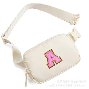 New Ladies Sports Chest Bag Towel Embroidered Diagonal Waterproof Mobile Phone Bag Composite Cloth Embroidered Letter Waist Bag