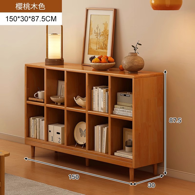 Estantería de madera maciza, cajones de piso a techo, armarios de sala de estar, armarios de rejilla combinados contra la pared, estantes de almacenamiento, estanterías cortas integradas