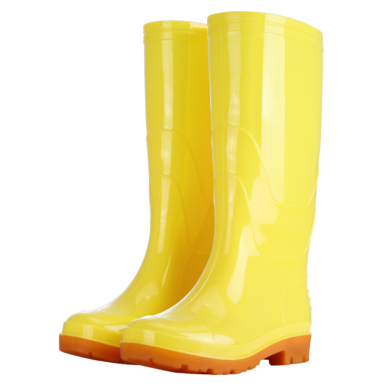 Botas de alimentos de fábrica de alimentos amarillo alto barril blanco puro antiderrapante cocina sanitaria botas de agua de tendón de vaca resistente al desgaste botas de lluvia cálidas