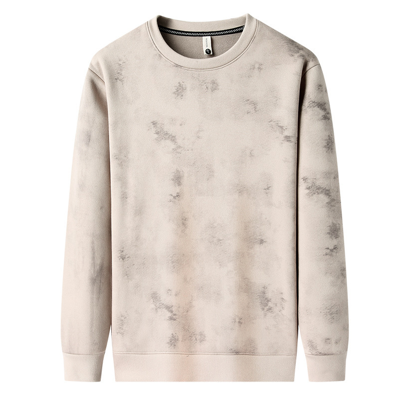 Men's Fleece Hoodie For Autumn And Winter, Simple And Versatile, Loose Round-Neck Thickened T-Shirt For Middle-Aged And_voghion.com