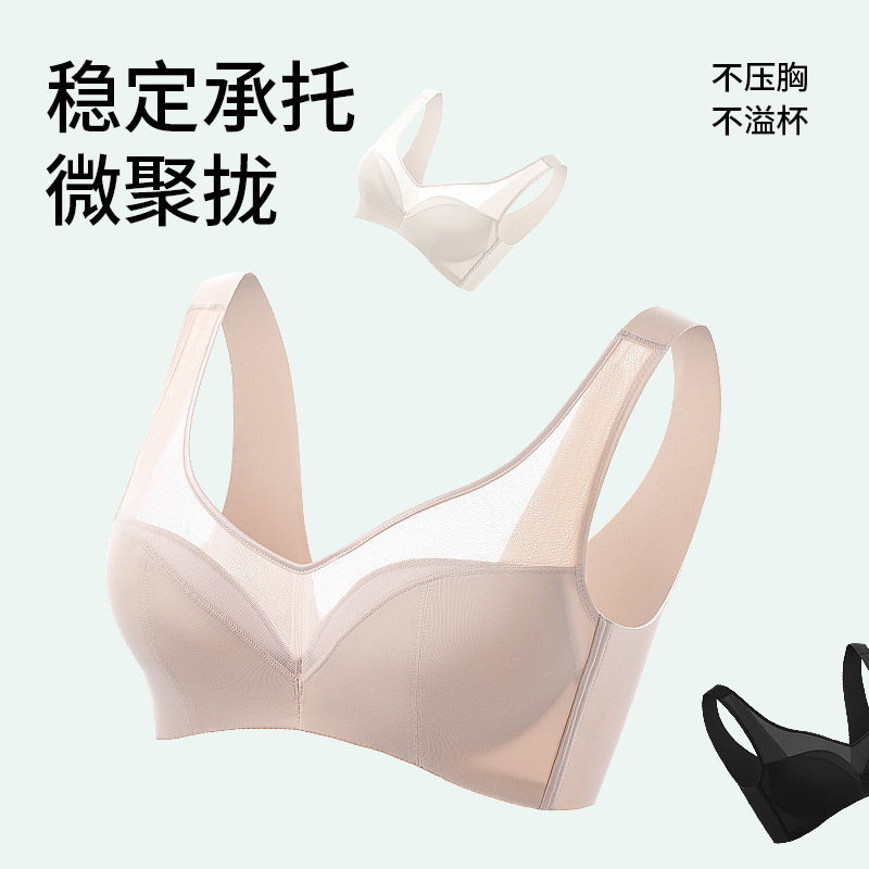 와이어 프리 브라 푸쉬업 디자인 속옷, 멀버리 실크 소재, 광택 있고 얇고 아름다운 등, 실크, 편안하고 통기성이 있으며 피부 친화적입니다.