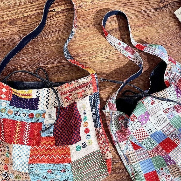 Summer retro ethnic double-sided capacious shoulder bag
