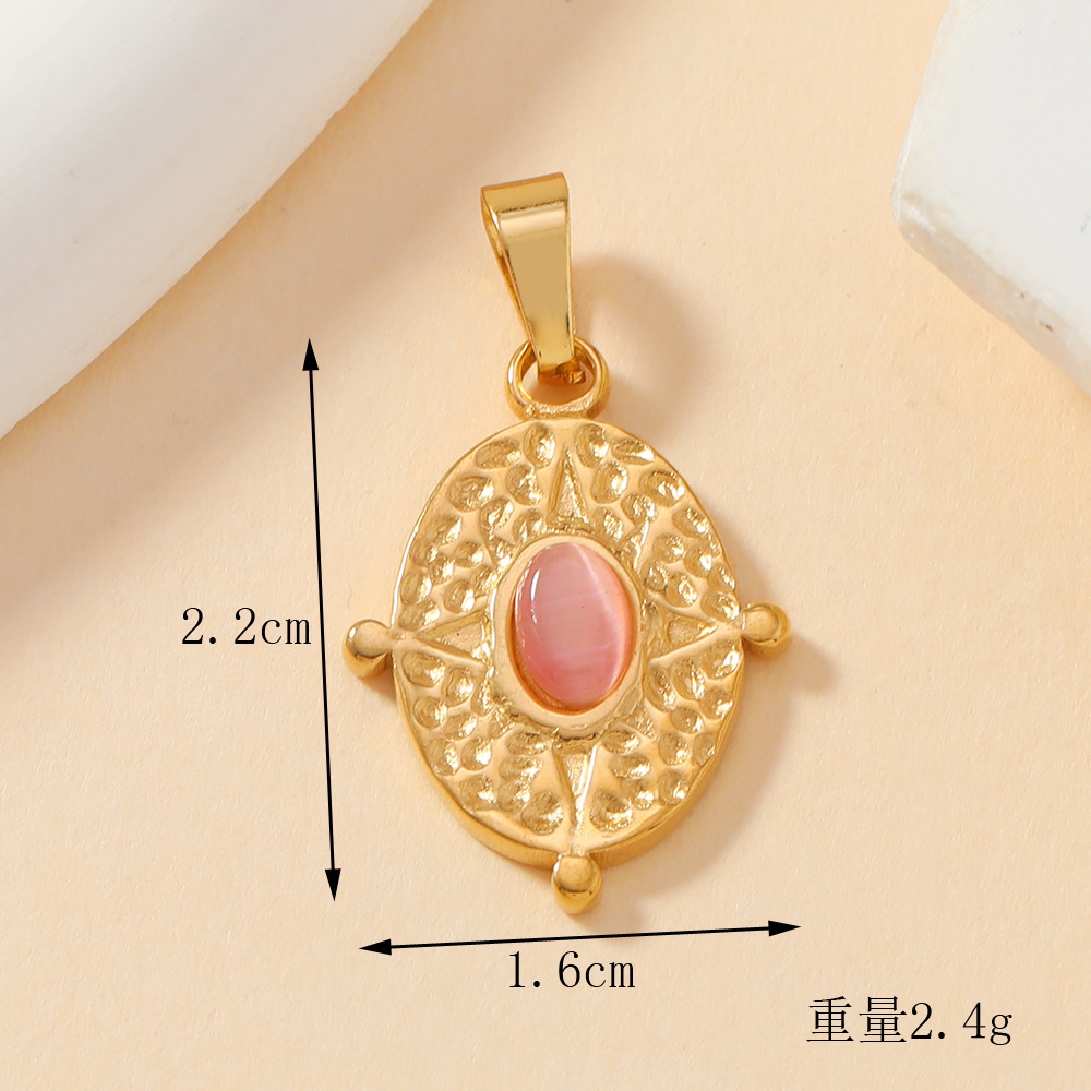 Colgante único, fundición de acero inoxidable, joyería de lujo ligera, amor, ovalado, gemas de colores, diamantes completos, accesorios de collar de bricolaje