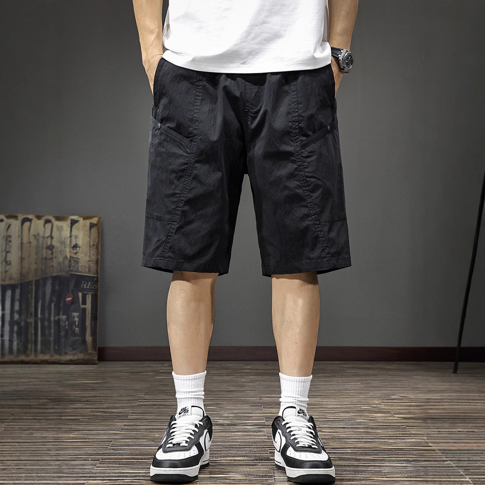 Multi-Pocket Trendy Casual Loose Straight Cargo Shorts Summer Outdoor Quick-Dry Men's Mid-Length Shorts