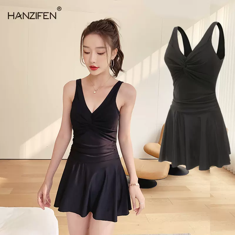 新款速干连体游泳衣女款保守温泉女装批发女士遮肚遮肉显瘦大码