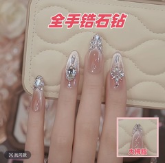 【维纳斯银纱】纯手工穿戴甲猫眼光疗锆石爆闪满钻高级显白纯手作