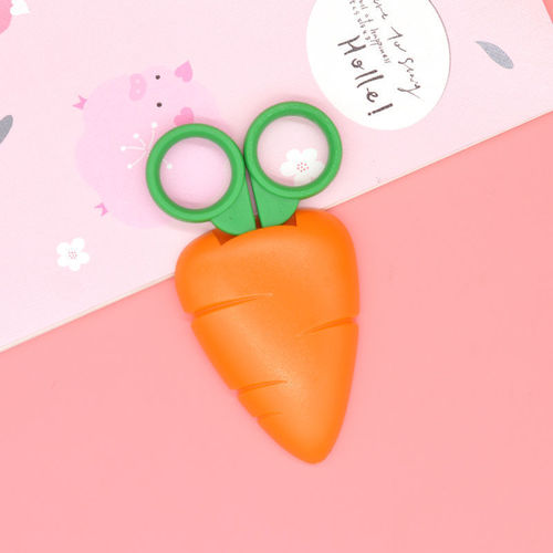 Yunfeng creative cute carrot safety scissors for children handmade paper-cutting round head with protective cover student scissors