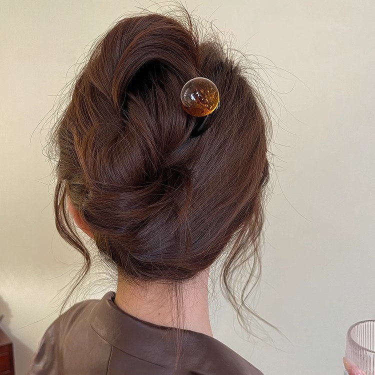 フレンチレトロU字型ヘアスタイルレディースハイエンドシンプルサマーボールヘアスタイルアクセサリー2025新作Lサイズ新作|undefined