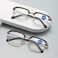 中高年向けの新しいファッショナブルな老眼鏡、ハイエンドの超軽量メガネ、抗ブルーライトハーフフレーム老眼鏡、年齢を軽減するフレーム