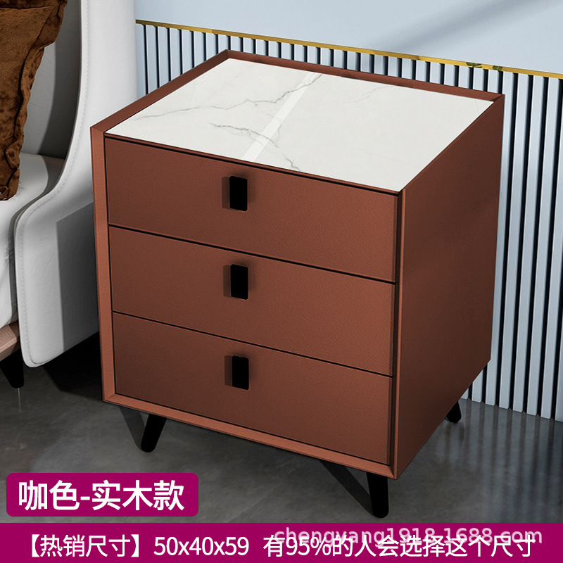 Mesita de noche madera maciza Placa de roca simple moderno Internet celebridad dormitorio mesita de noche protección del medio ambiente todo partido gabinete de almacenamiento mesita de noche