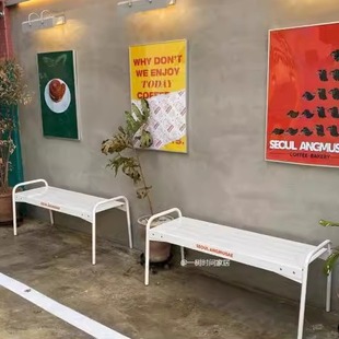 INS Korea Outdoor Stool Park Long Chair Milk Tea Coffee Shop Gym Resting Stool Shopping Mall Iron Art seat