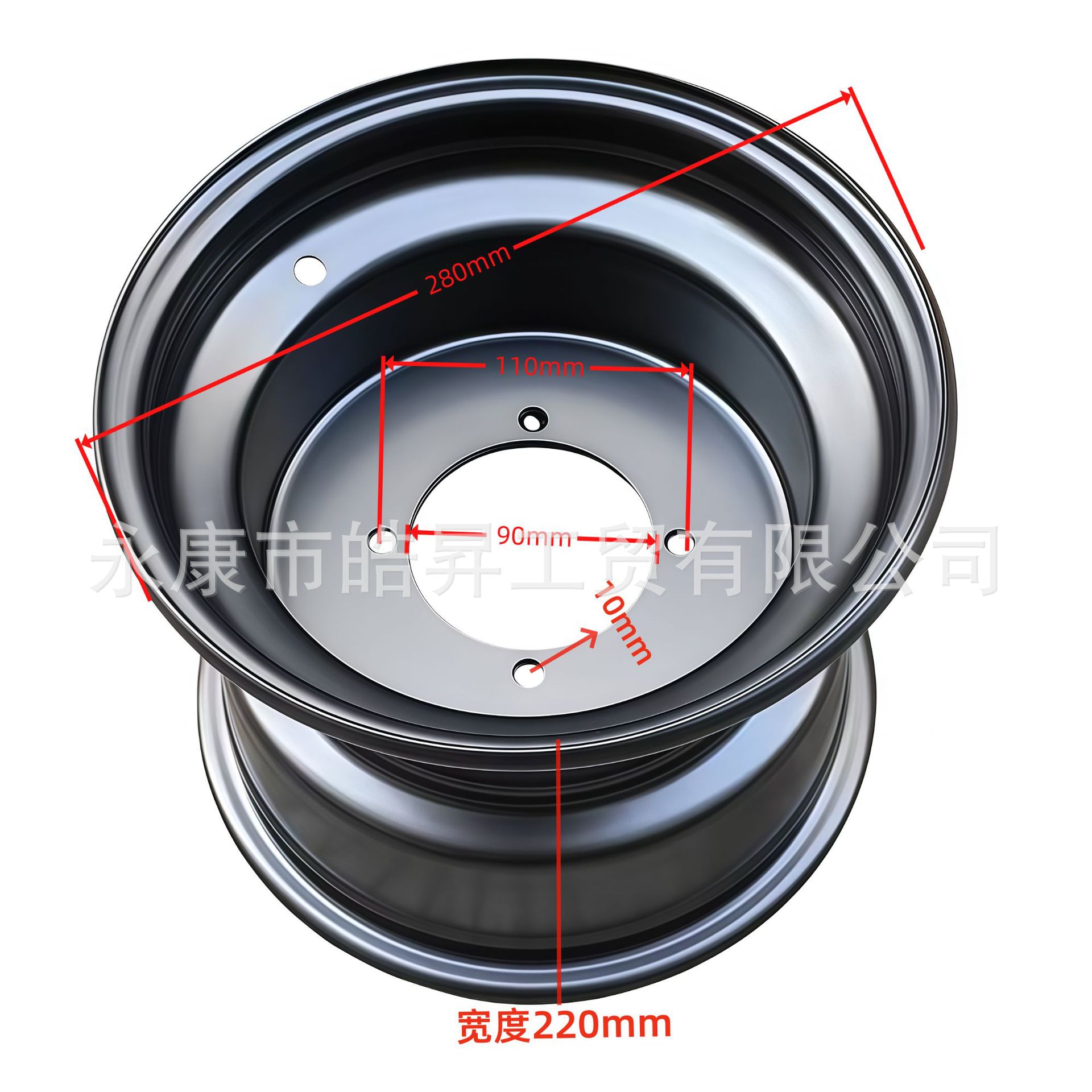 Atv Beach Vehicle Accessories 23X7.00-10 Tire Rim 22X10-10 Four-Wheel Go-Kart Four-Hole Wheel Hub