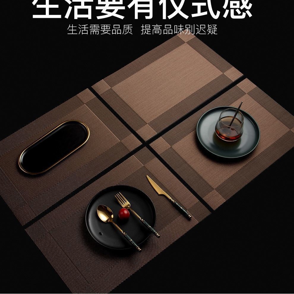 Sencillo PVC mantel de estilo europeo rectangular Western food mat posavasos anti-scald Tazón estera de aislamiento placa