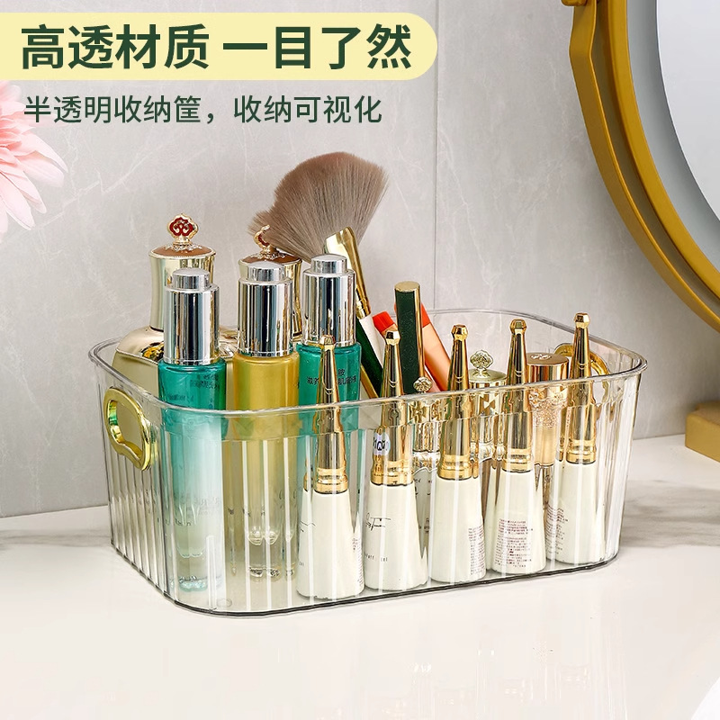 Organizador de cosméticos de lujo ligero, almacenamiento de escritorio transparente de acrílico, para snacks, mascarillas y cuidado de la piel, caja para tocador