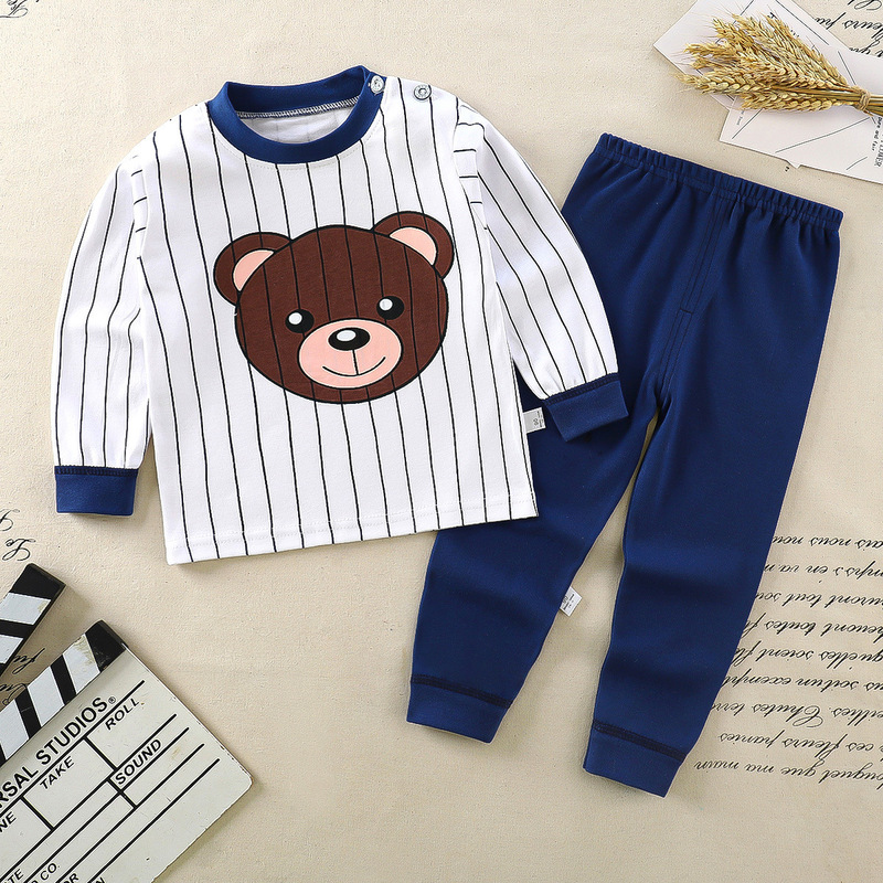 2025 秋と冬の新しい子供の下着セット純粋な綿の男の子と女の子の秋服と長ズボンベビーベビーホーム服ドロップシッピング|undefined