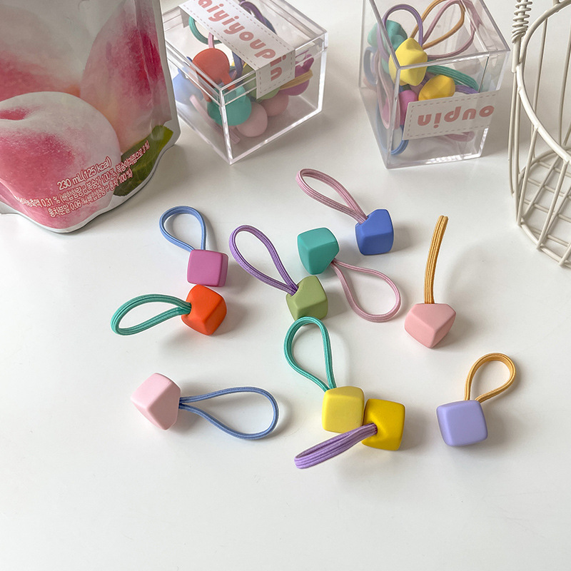 10 piezas de color caramelo cuerda de pelo simple cuerda de pelo hembra Cola de Caballo anillo de pelo