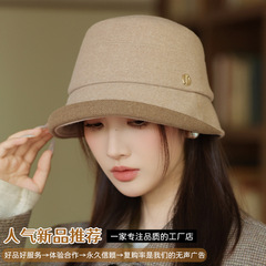 秋冬季帽子女士时尚卷边渔夫帽加厚保暖显脸小赫本风百搭气质盆帽