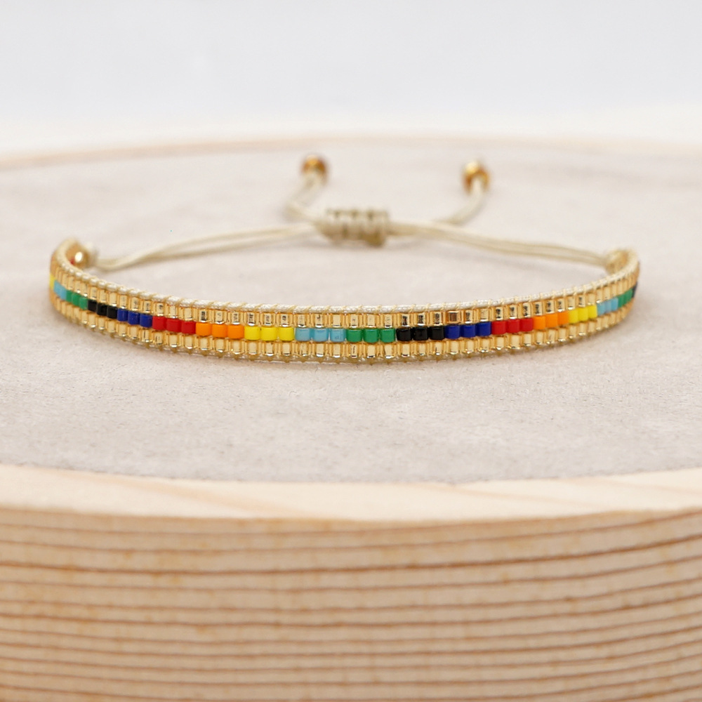 Bohemian Color Block Glass Beaded Bracelets