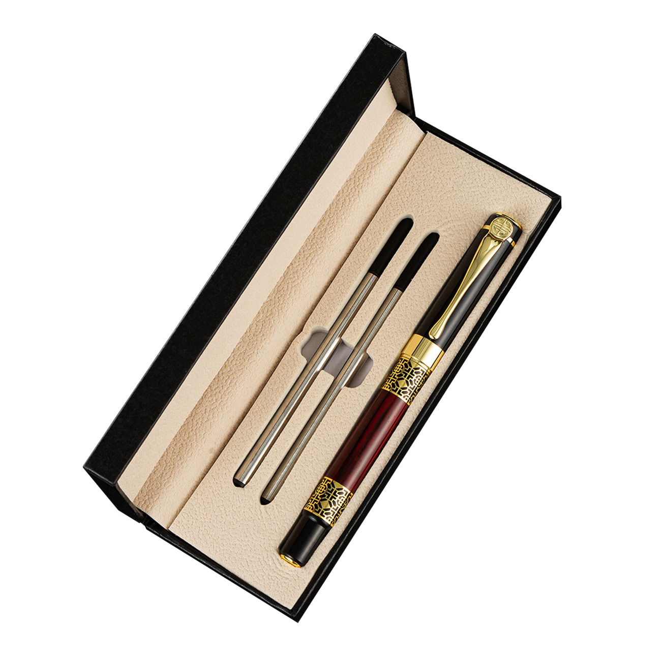 Pluma de madera roja del agua del grano