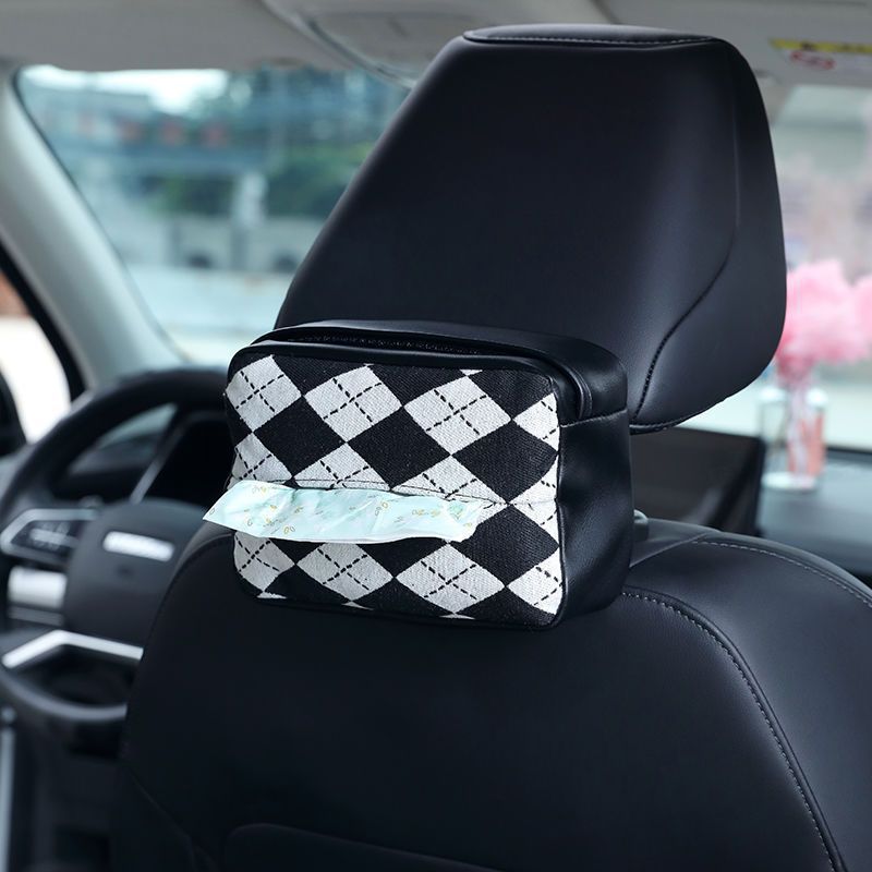 Caja de pañuelos para coche, asiento de dibujo, bolsa de pañuelos de pata de gallo, caja de dibujo para coche, cuero colgante multifuncional, estilo europeo creativo