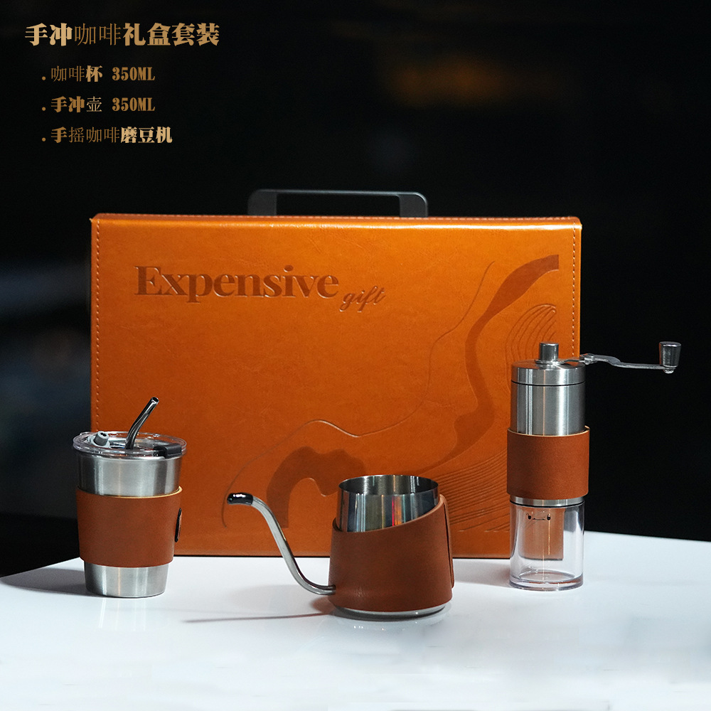 Regalos de negocios Kit de café de campamento al aire libre utensilios de café molino de mano Kit de cafetera Taza de café