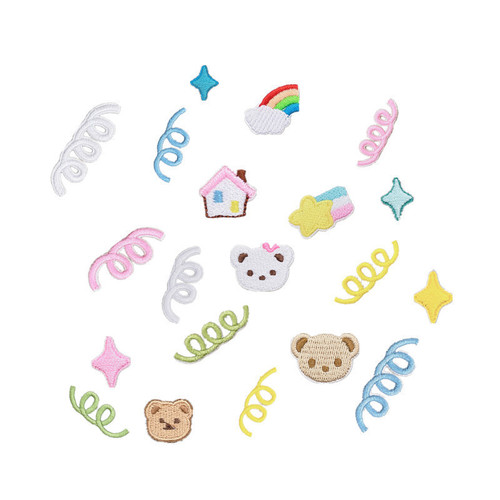 Nalike cute small embroidery stickers cattail fan sack DIY decorative stickers spring cloth stickers self-adhesive star patch stickers