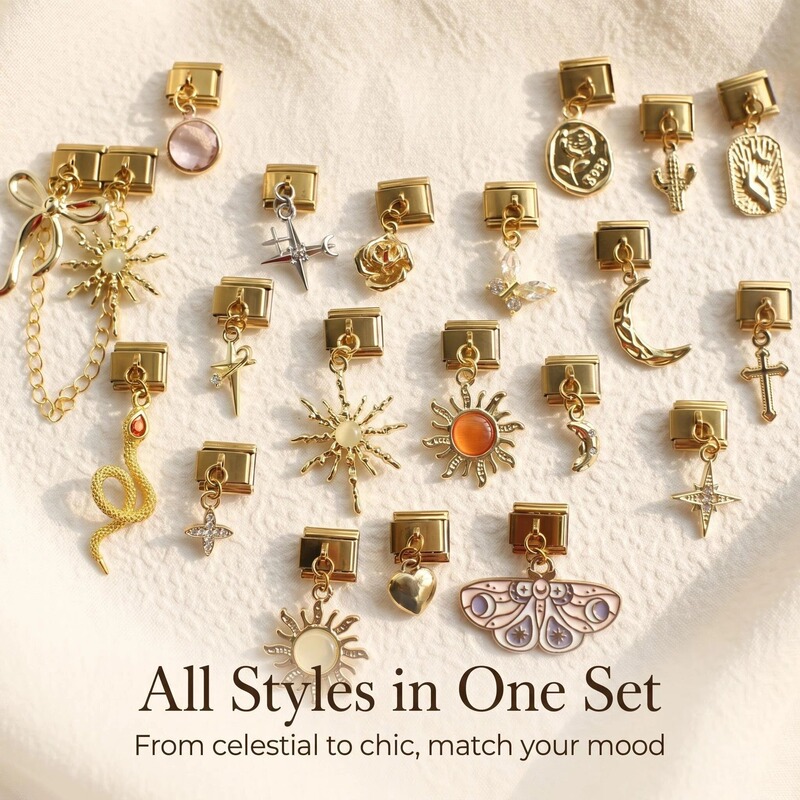 Stainless Steel Italian Modular Bracelet DIY Gold Star Moon Butterfly Pendant Bracelet Italian Charms Stainless Steel Italian Modular Bracelet DIY Gold Star Moon Butterfly Pendant Bracelet Italian Charms
