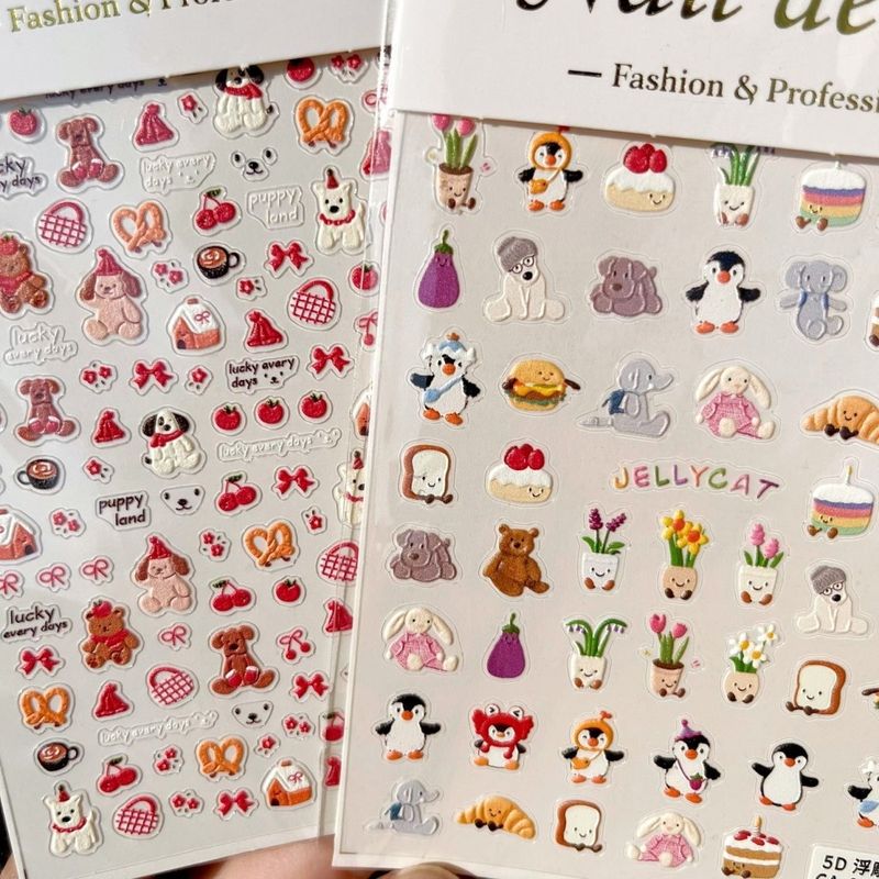 Jel * ycat relief sticker nail art three-dimensional cute JC doll hair decoration diy hand account mobile phone case nail art