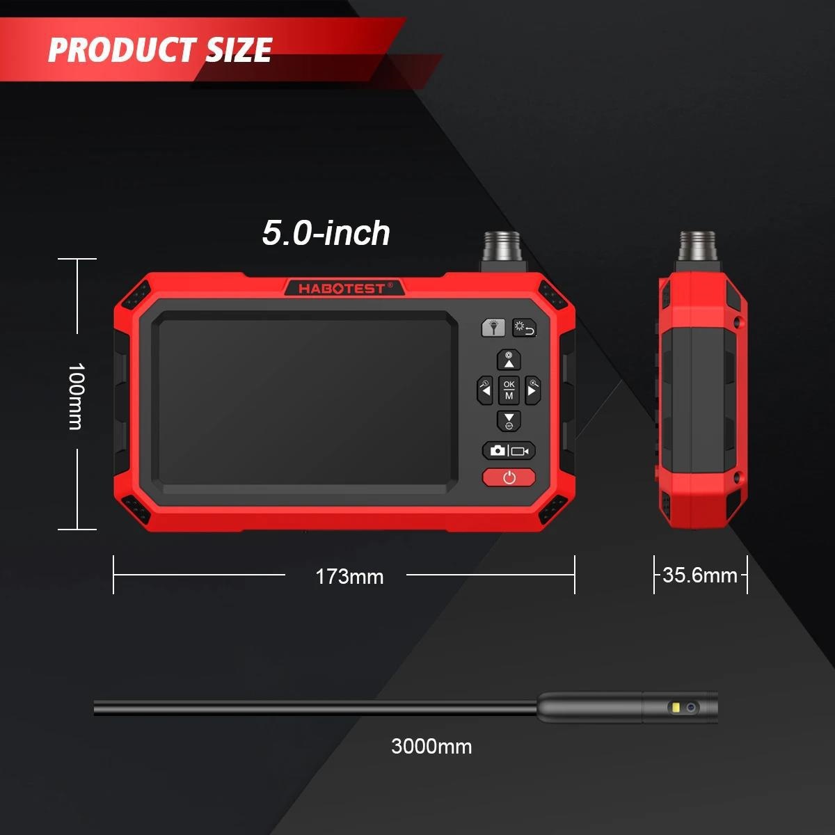 HABOTEST Taşınabilir HD Endüstriyel Borescope 4.3 İnç Ekranlı Boru Oto Onarım Su Geçirmez Kamera