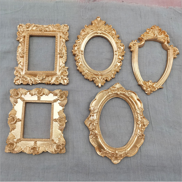 European Victorian Style Retro Copper Resin Mini Small Photo Frame Jewelry Positioning Frame Earrings Necklace Jewelry