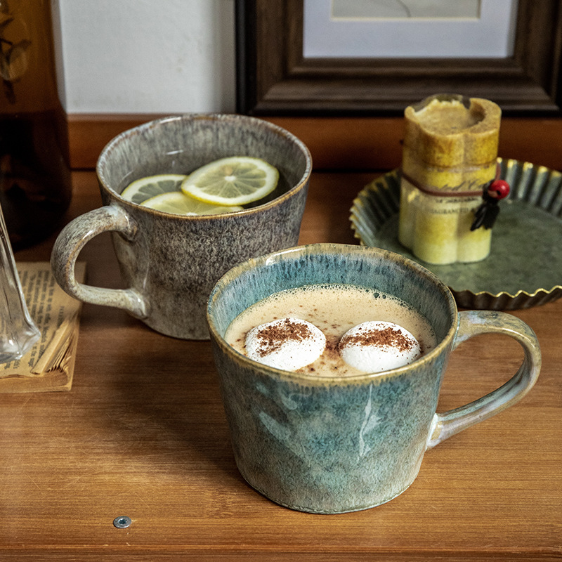 2 pares de tazas de pareja, tazas de esmalte de horno, un par de tazas de agua de cerámica, tazas de café, regalos al por mayor para el hogar