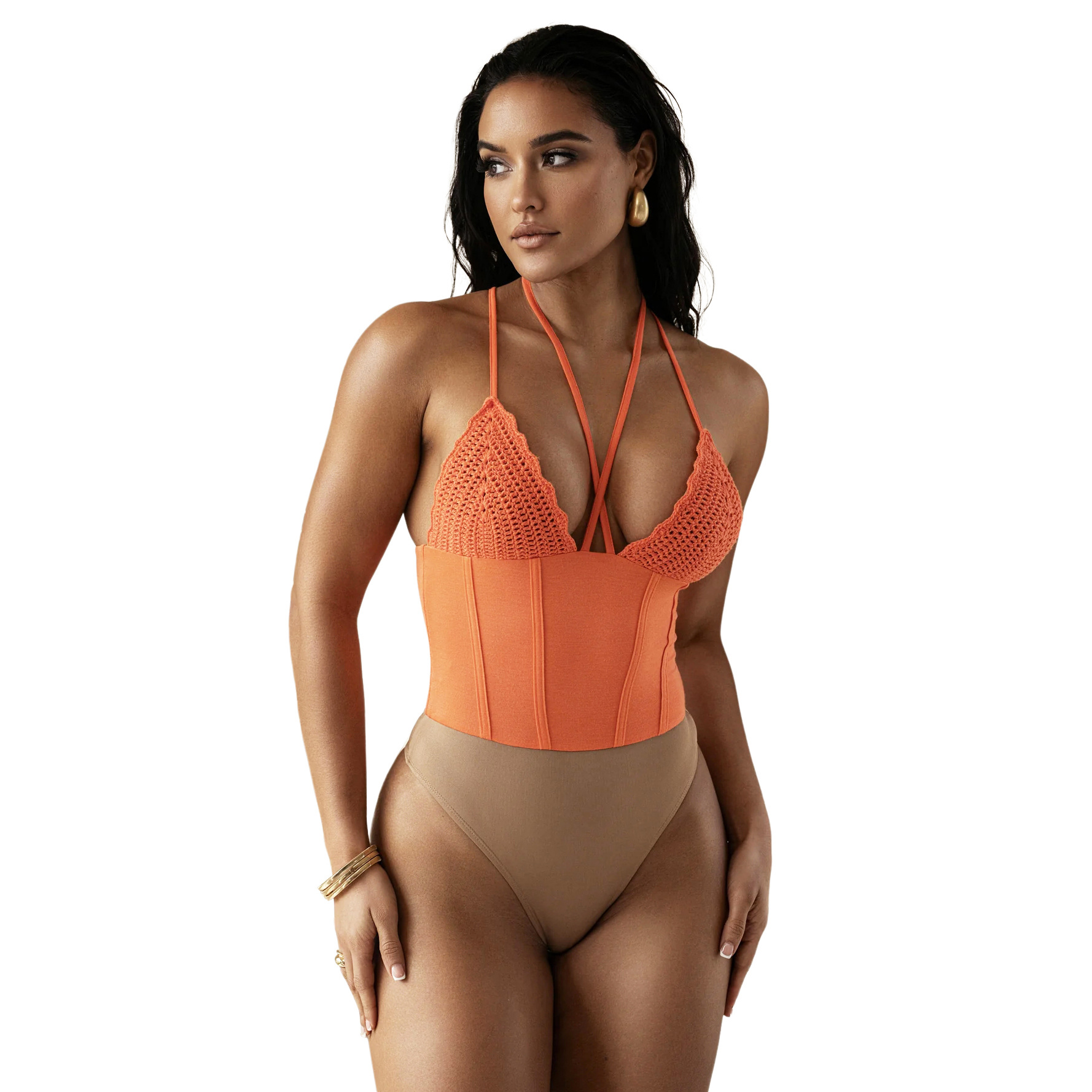 Summer Women Clothing Sexy Sling Bare Back Jumpsuit Hollow Out Knitted Skirt Set 40 Summer Women Clothing Sexy Sling Bare Back Jumpsuit Hollow Out Knitted Skirt Set