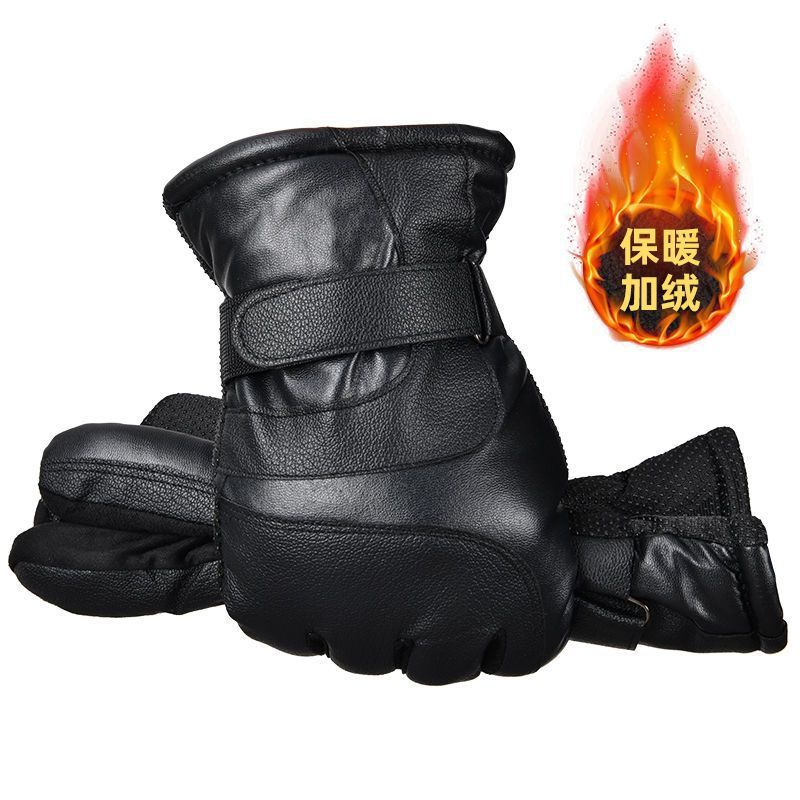 Fabricante directo para hombres tranvía PU piel guantes de pantalla táctil guantes de terciopelo guantes calientes de invierno otoño guantes de bicicleta al aire libre