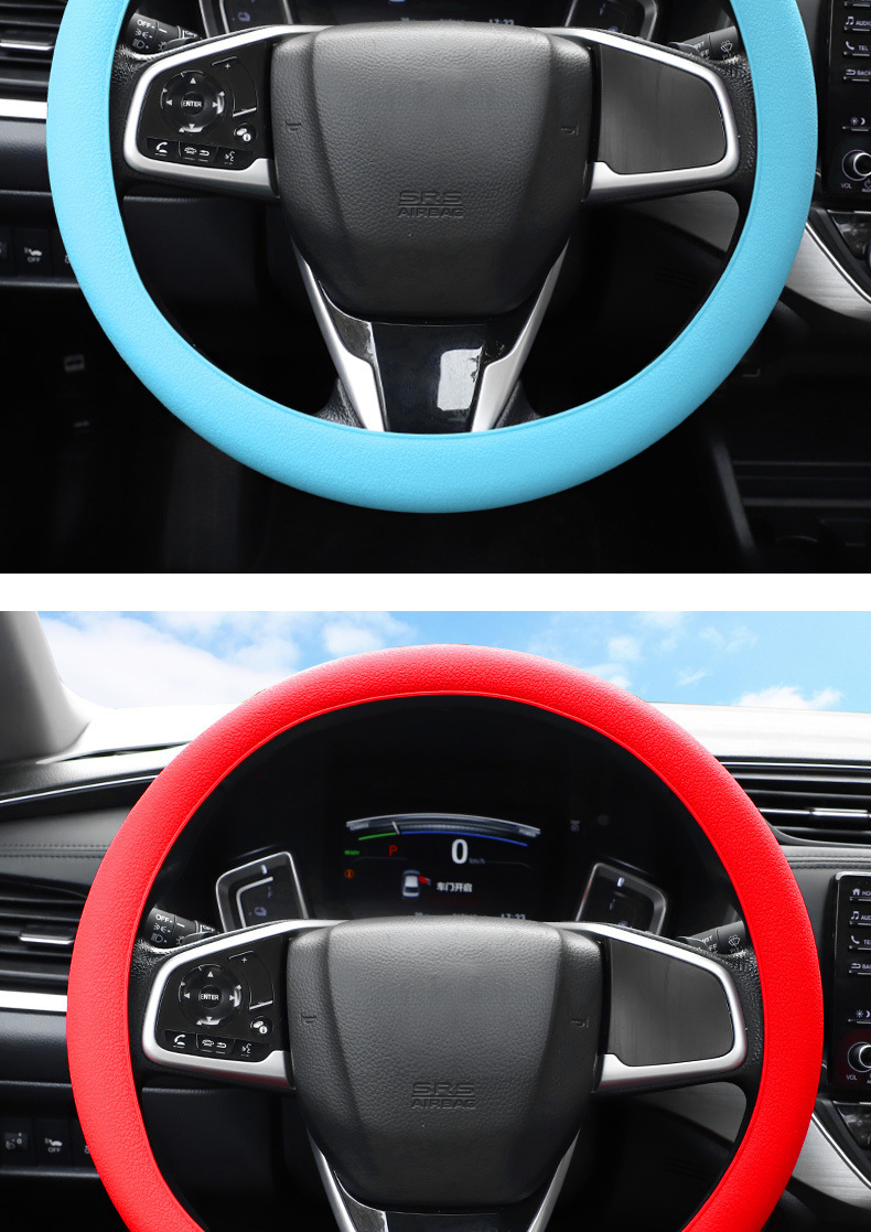 Car Silicone Steering Wheel Cover Universal Macaron Color Fashionable Sweat-Absorbent Anti-Slip Handle Cover Four-Season Thin Soft Car Use