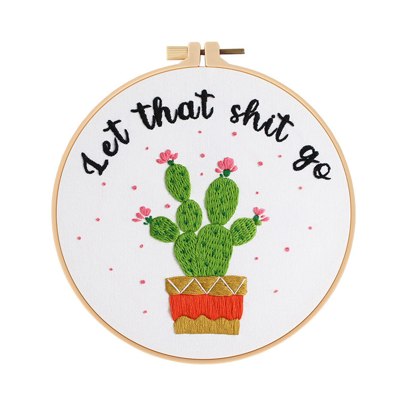 Nuevo paquete de material de bordado original DIY flores de palma cactus flores letras inspiradoras transfronterizas en inglés