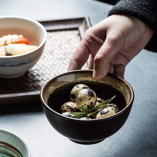 碗日式米饭碗家用吃饭汤碗饭碗商用餐厅陶瓷餐具小碗复古沙拉碗