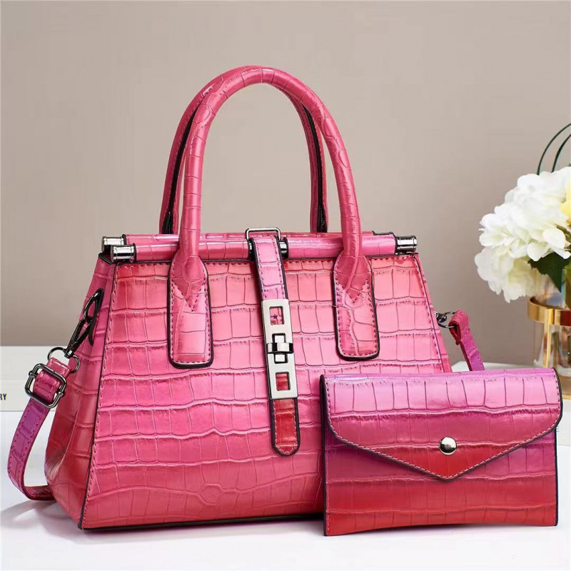 Dos piezas de paquete de bolsos de mano con patrón de cocodrilo, bolsos de hombro de temperamento versátil, mochila de moda casual, cross-border bgas