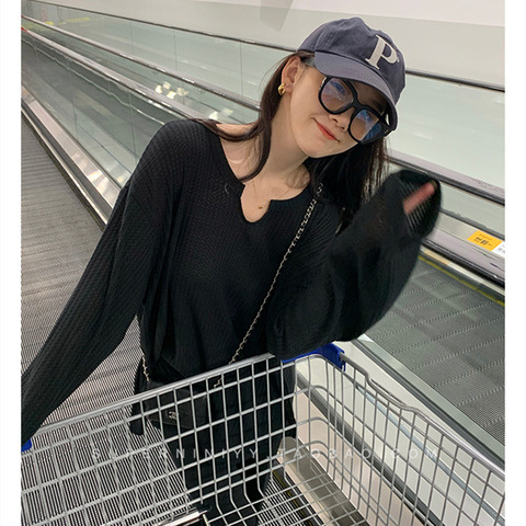 2025 Autumn New Honeycomb Sweatshirt for Women, Thin Version Korean Style Loose Student Long-Sleeve T-Shirt for Women, Instagram Trendy